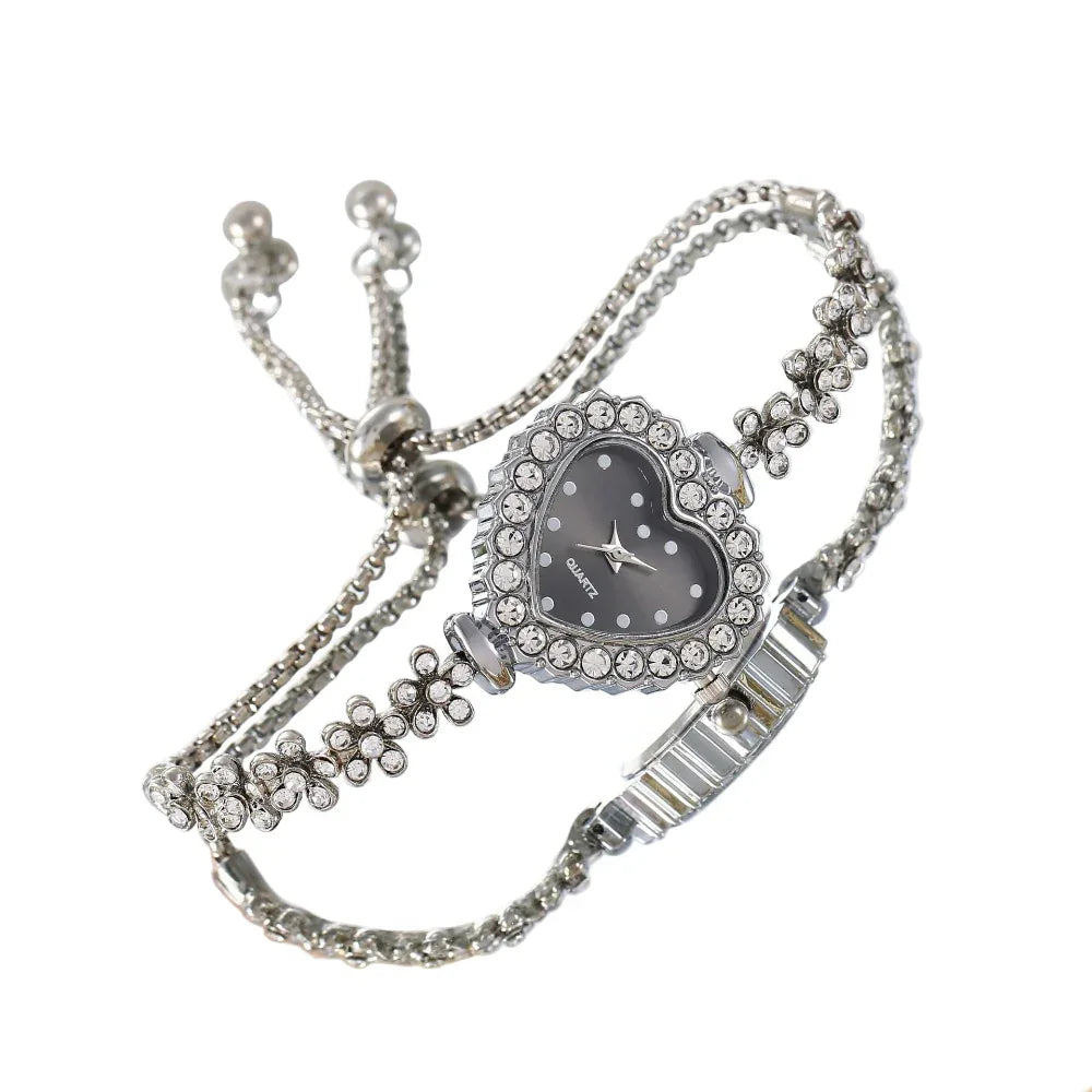 Blumenkette Diamantbesetzte Elegante All-Match Damenuhr