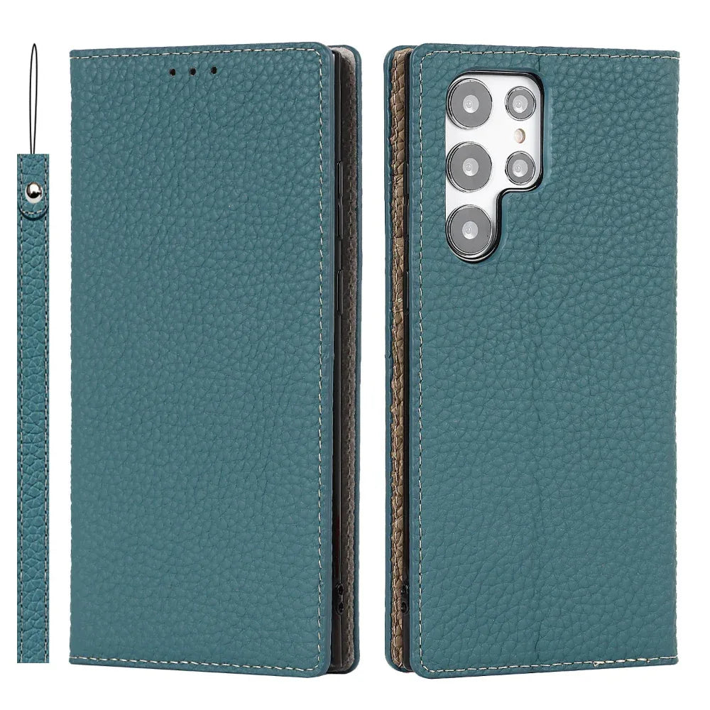 Galaxy S24 Ultra Hülle Litschi-Leder Handyhülle
