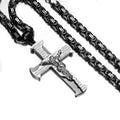 Pendentif croix chrétienne Jésus pour homme, collier en acier titane