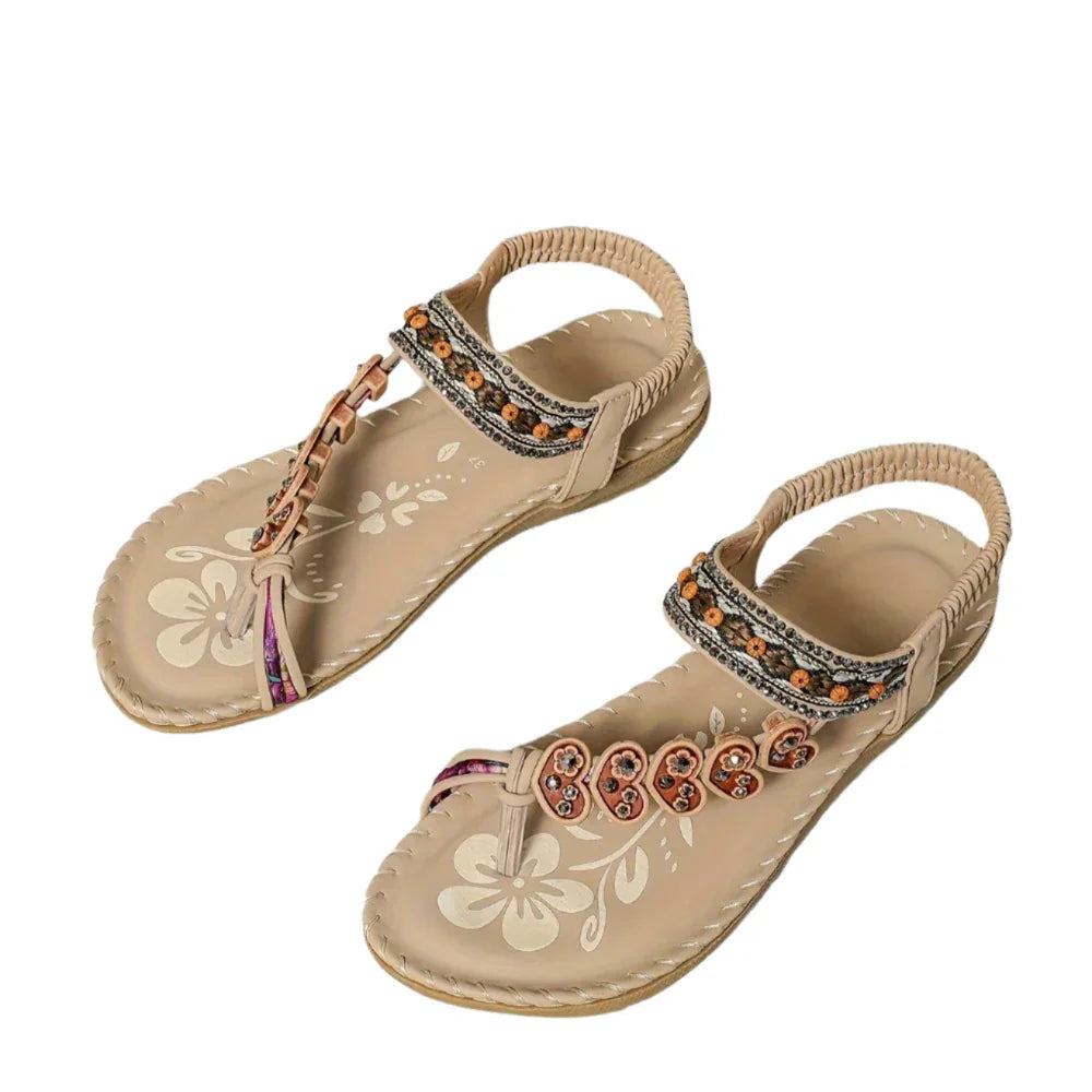 Chaussures plates pour femme style bohème avec perles