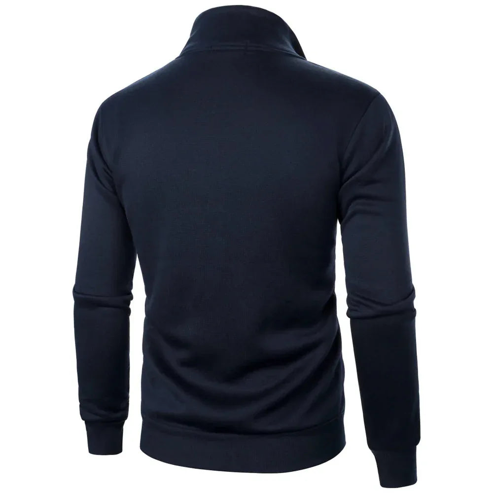 Stehkragen-Cardigan mit Reißverschluss, Fleece, verdickter Pullover, gerippte Bündchen, lässiges Sweatshirt