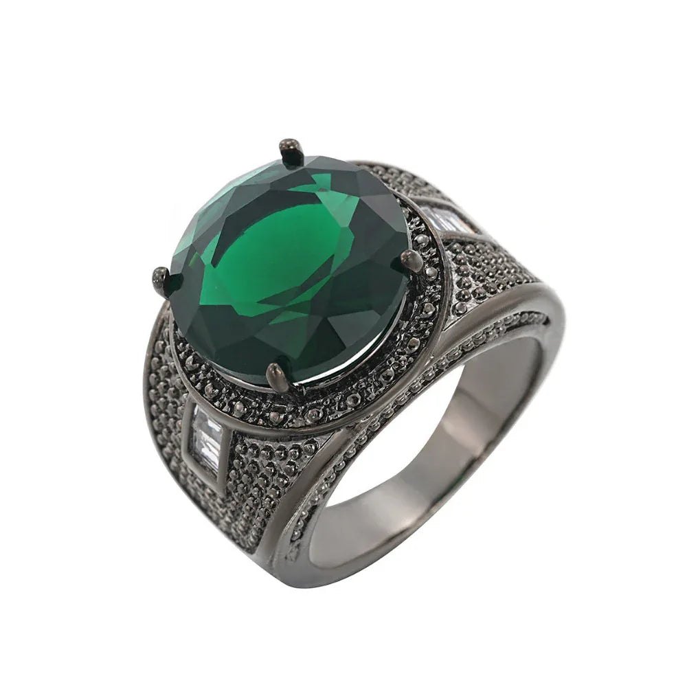 Herren Ring mit rundem Zirkonia im europäischen und amerikanischen Stil