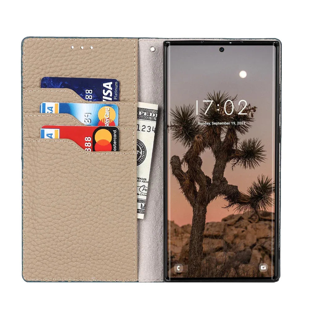 Galaxy S24 Ultra Hülle Litschi-Leder Handyhülle