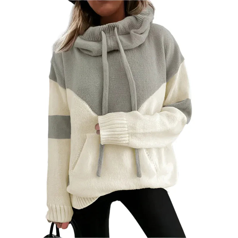 Modischer gemütlicher Kapuzenpullover mit Kordelzug für Damen