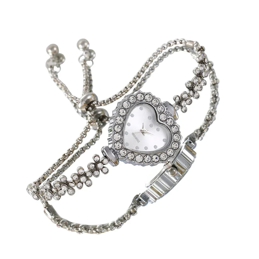 Blumenkette Diamantbesetzte Elegante All-Match Damenuhr