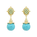 Boucles d'oreilles pendantes longues en argent et turquoise pour femme
