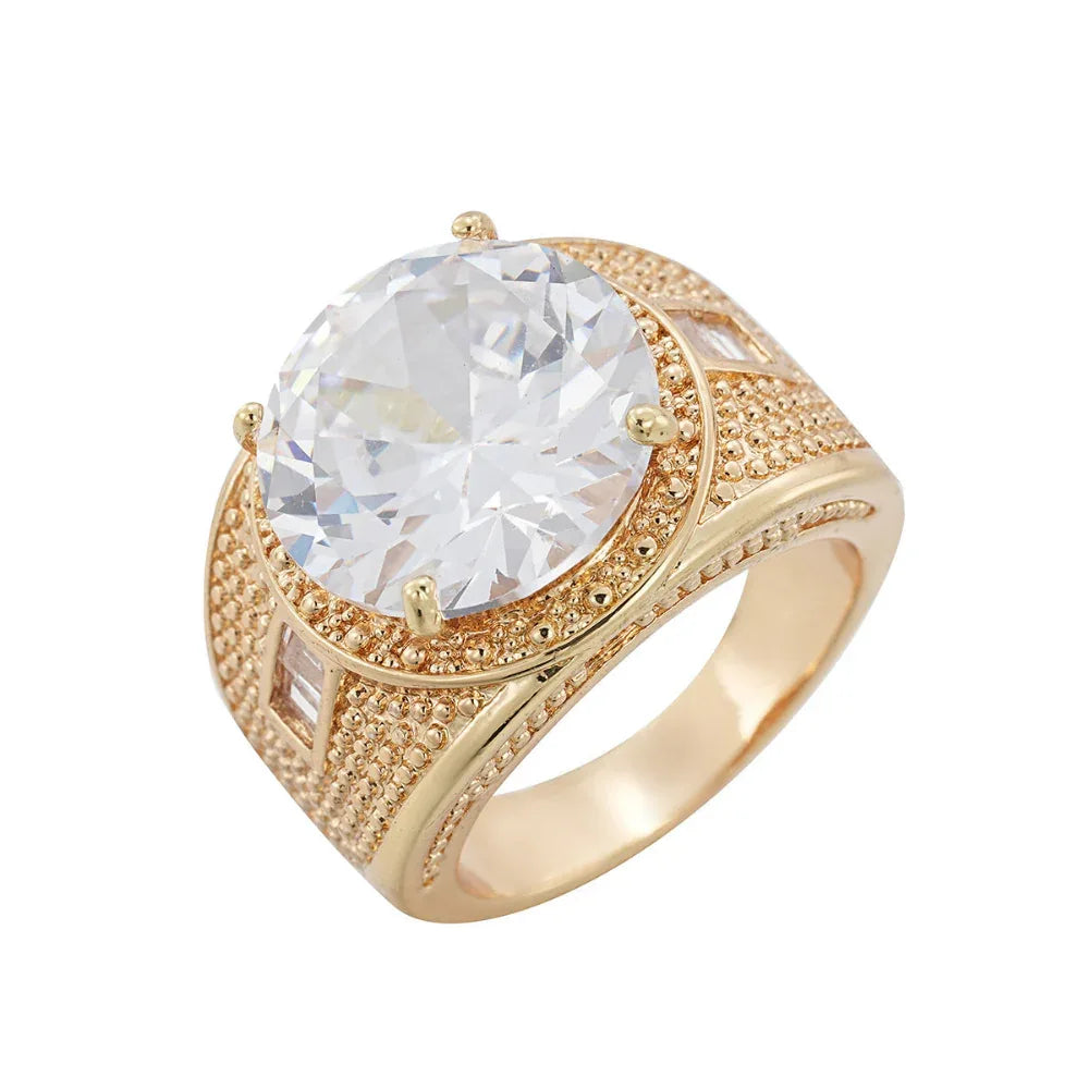 Herren Ring mit rundem Zirkonia im europäischen und amerikanischen Stil
