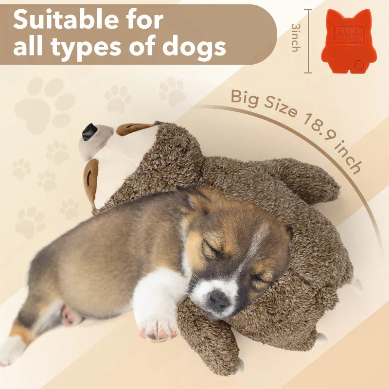 Peluche paresseux apaisante pour chien, jouet interactif d'entraînement avec simulateur de battements de cœur