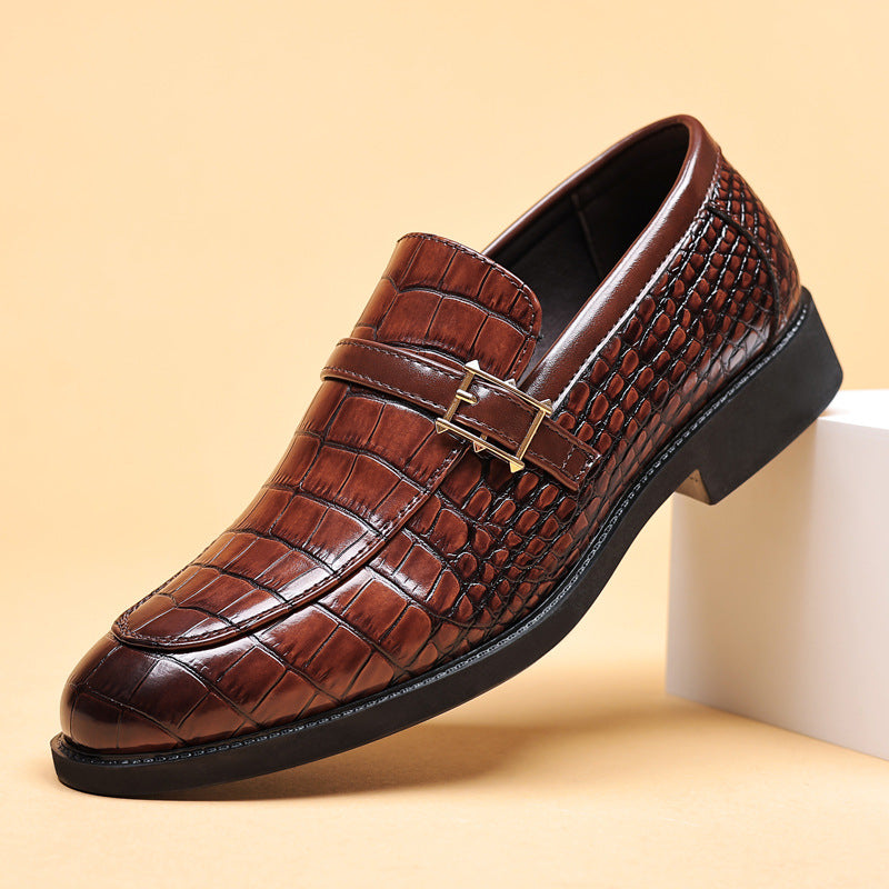 Herren Business-Schuhe aus Kunstleder mit Krokodilmuster