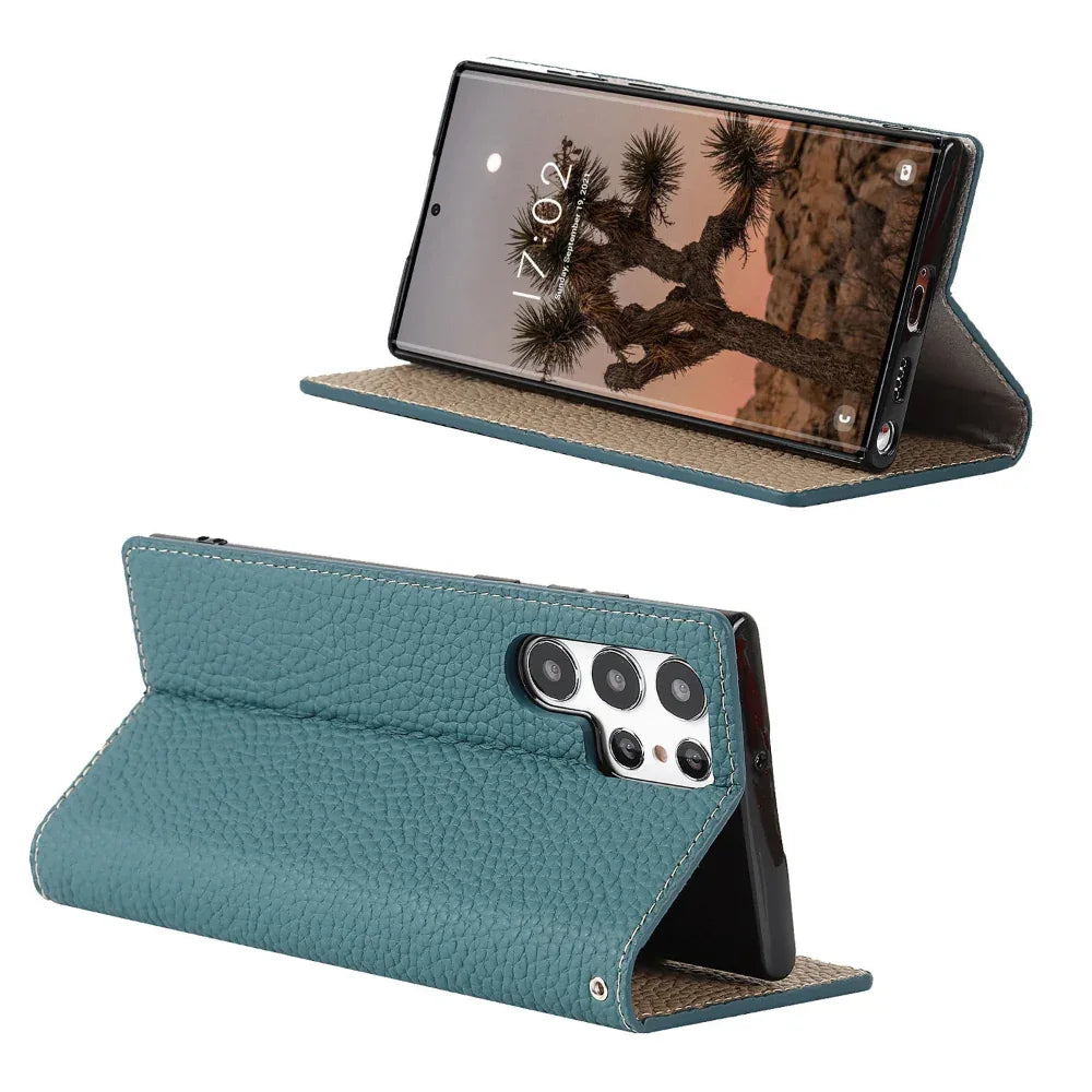 Galaxy S24 Ultra Hülle Litschi-Leder Handyhülle