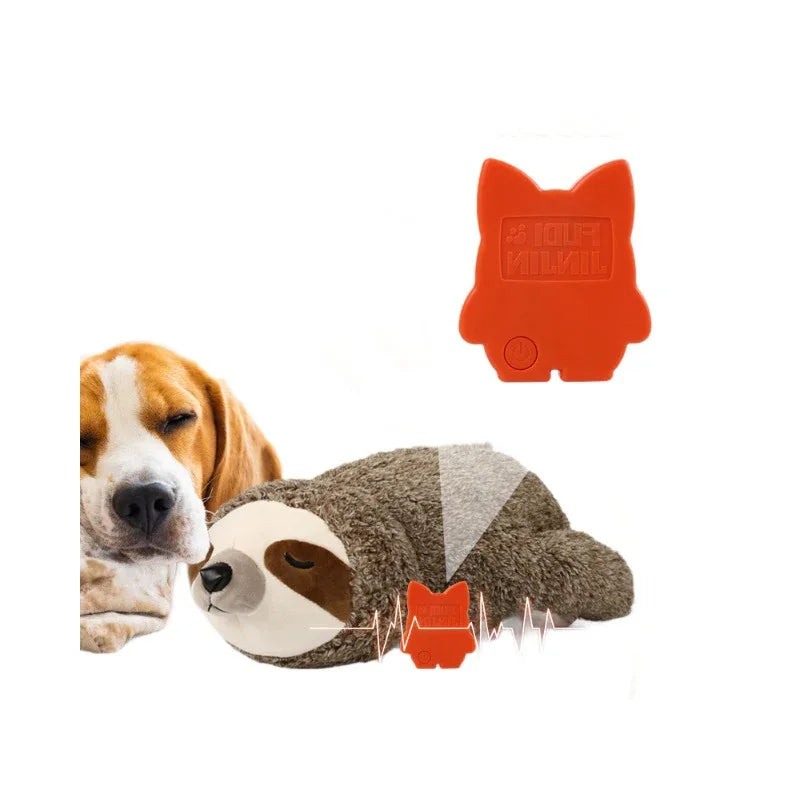 Peluche paresseux apaisante pour chien, jouet interactif d'entraînement avec simulateur de battements de cœur