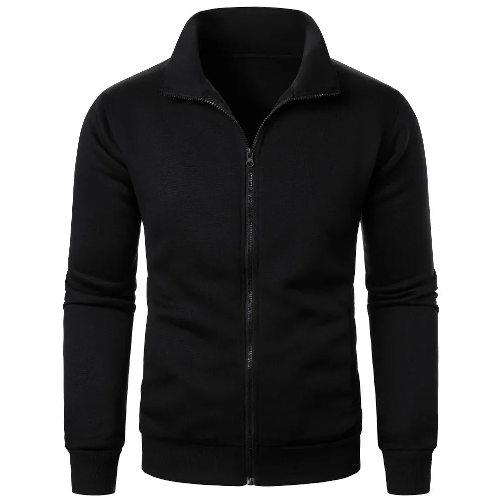 Stehkragen-Cardigan mit Reißverschluss, Fleece, verdickter Pullover, gerippte Bündchen, lässiges Sweatshirt