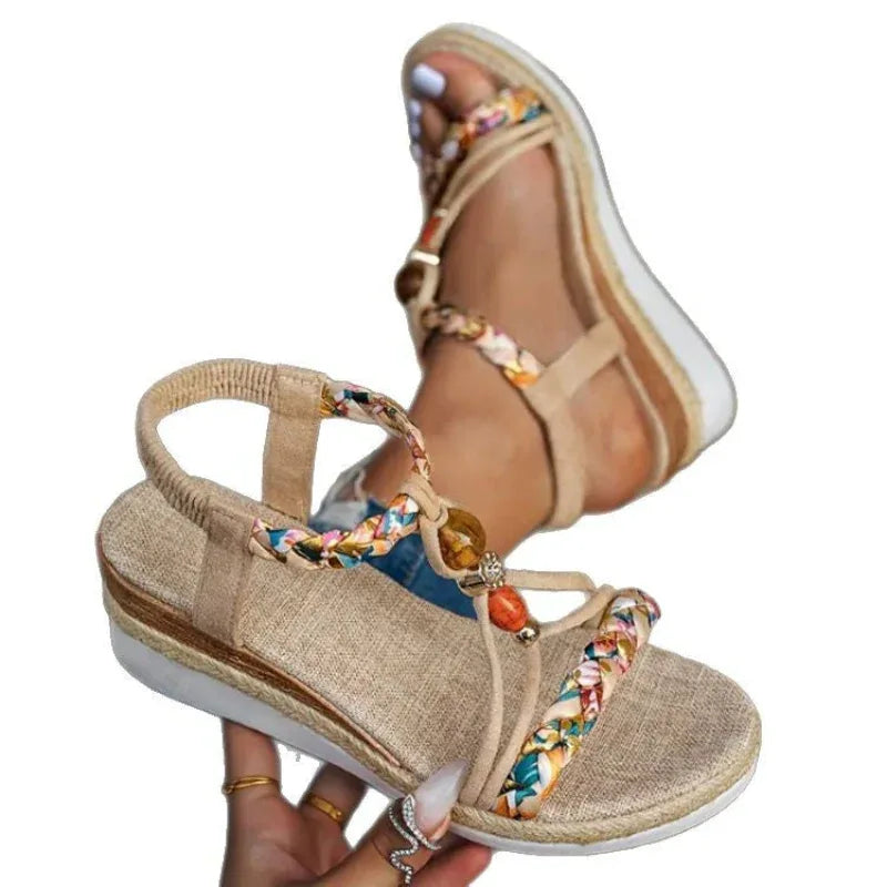 Chaussures à la mode Sandales tissées en corde de chanvre pour femmes