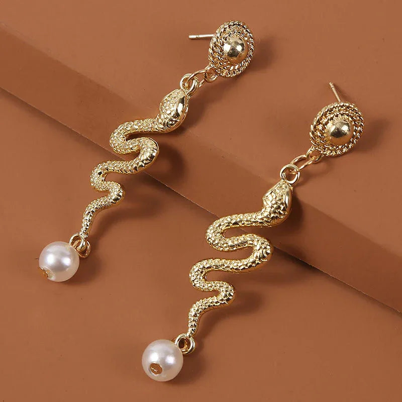 Ins Trend Kreativ Tier Schlange Perlen Ohrringe Schmuck
