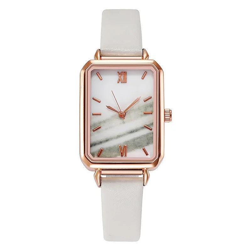 Retro-Damenarmbanduhr mit Lederarmband