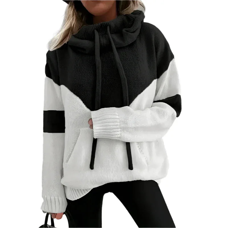 Sweat-shirt à capuche élégant et confortable avec cordons de serrage pour femme
