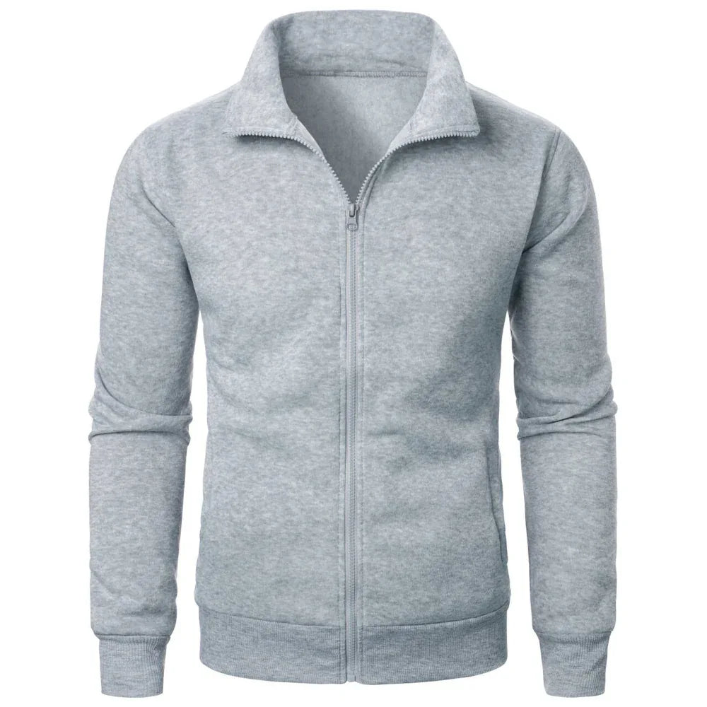Stehkragen-Cardigan mit Reißverschluss, Fleece, verdickter Pullover, gerippte Bündchen, lässiges Sweatshirt