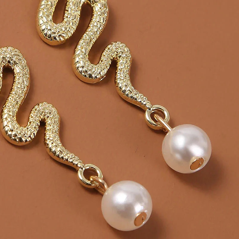 Ins Trend Kreativ Tier Schlange Perlen Ohrringe Schmuck