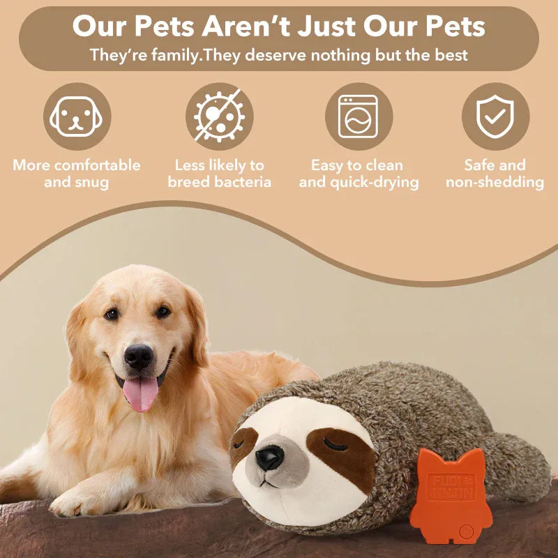 Peluche paresseux apaisante pour chien, jouet interactif d'entraînement avec simulateur de battements de cœur