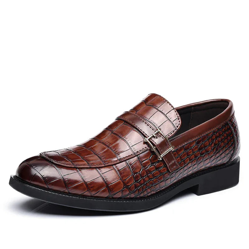 Herren Business-Schuhe aus Kunstleder mit Krokodilmuster