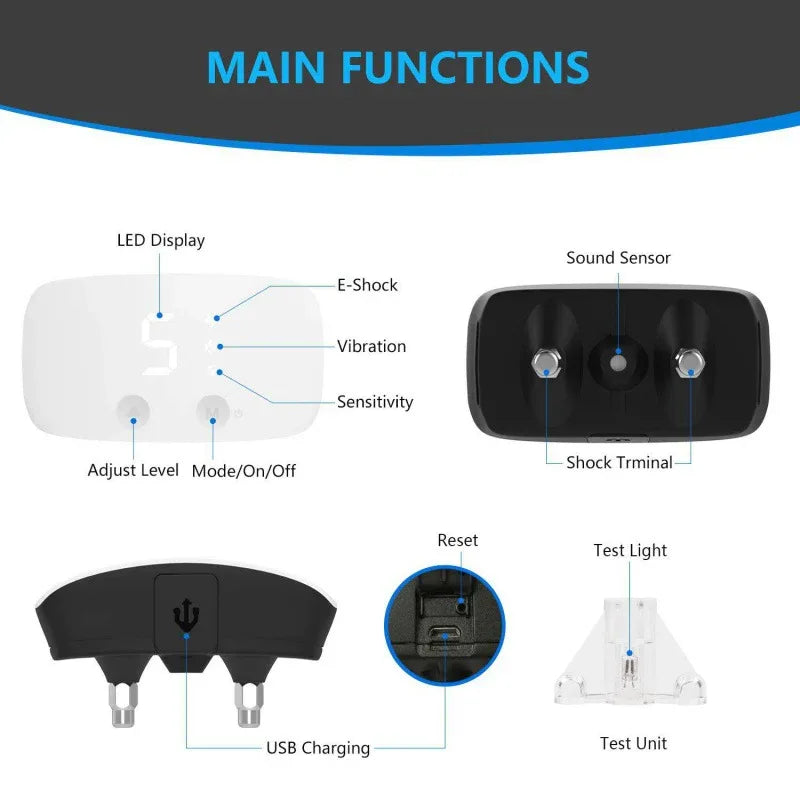 Pet Dog Training Collar Bark Stopper Trainer With Digital LED Display Screen