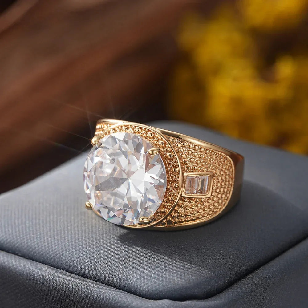 Herren Ring mit rundem Zirkonia im europäischen und amerikanischen Stil