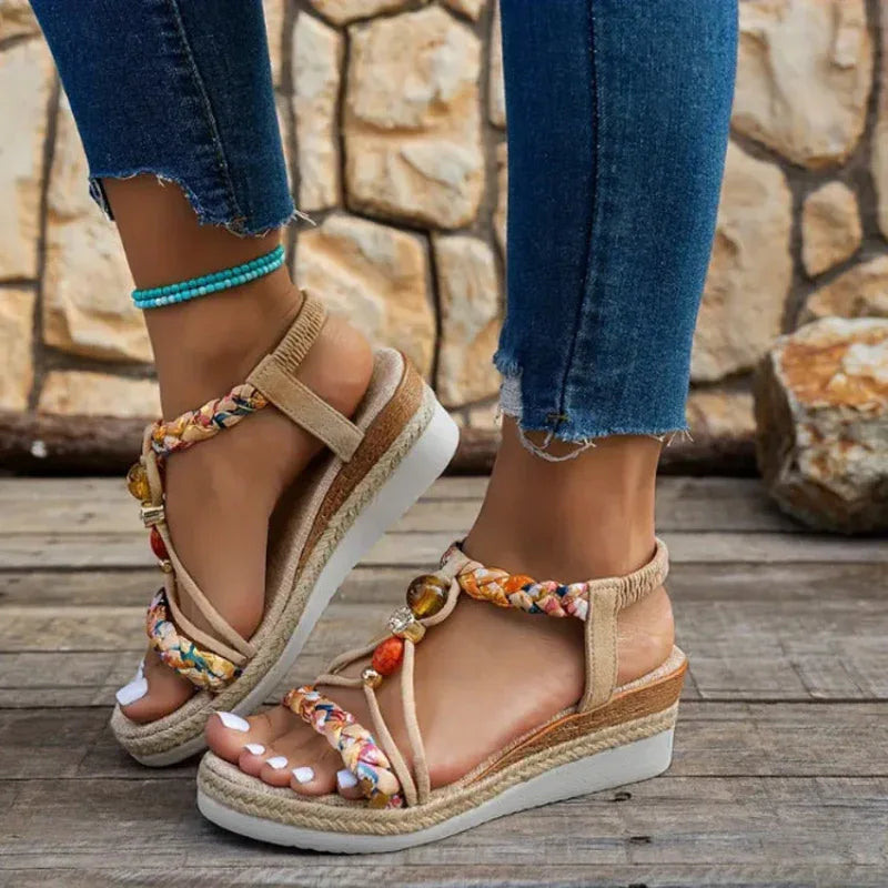 Chaussures à la mode Sandales tissées en corde de chanvre pour femmes