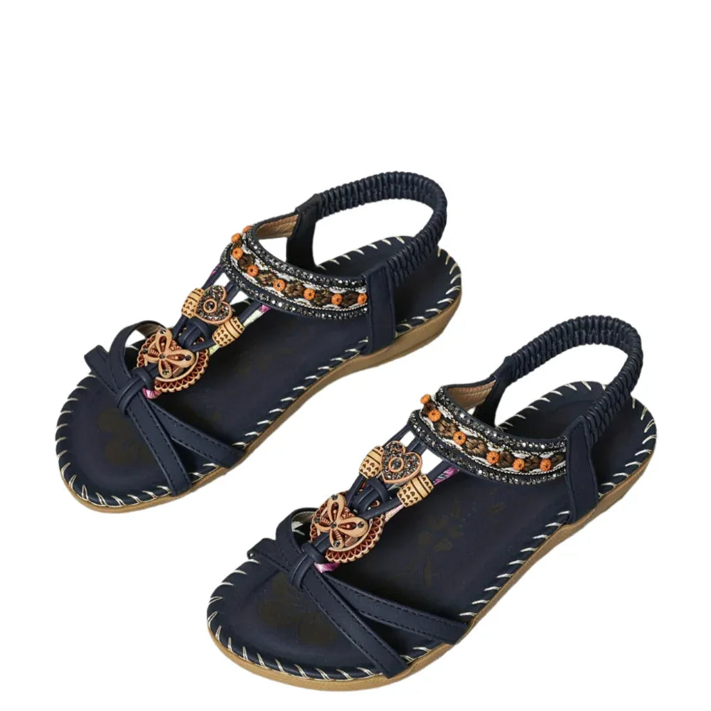Chaussures plates pour femme style bohème avec perles