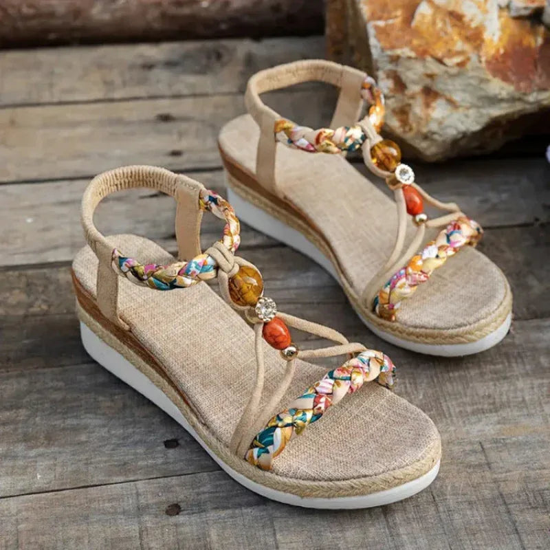 Chaussures à la mode Sandales tissées en corde de chanvre pour femmes