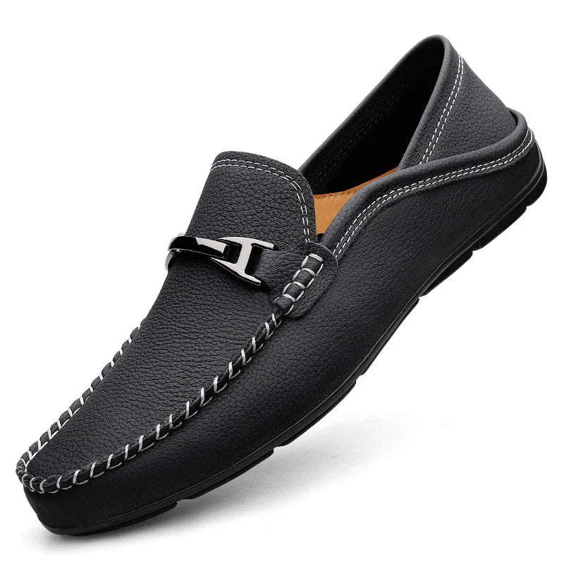 Extragroße Freizeit-Lederschuhe, verbreiterte Gommino-Loafer