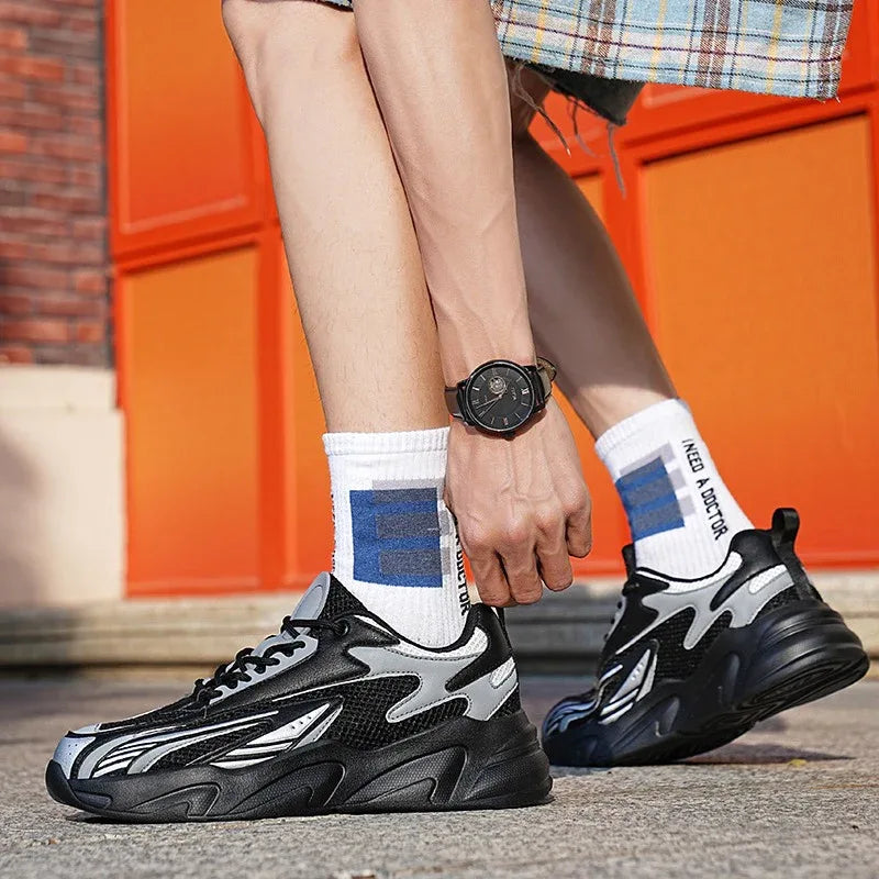 Herren Casual Mesh Sneaker Dicke Sohle Übergröße Leichte Atmungsaktive Laufschuhe