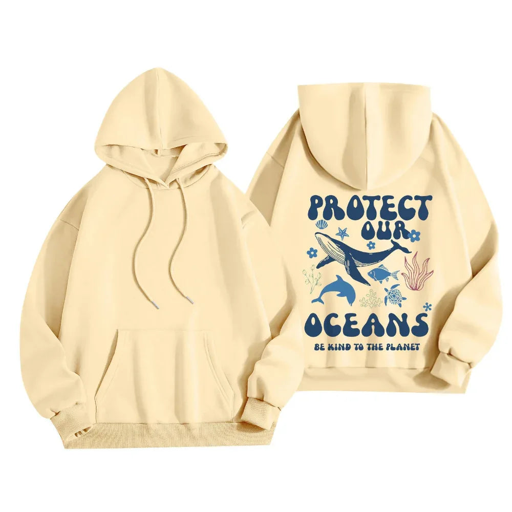 Damen stilvolle und leichte langärmelige Save Our Oceans Pullover-Hoodies