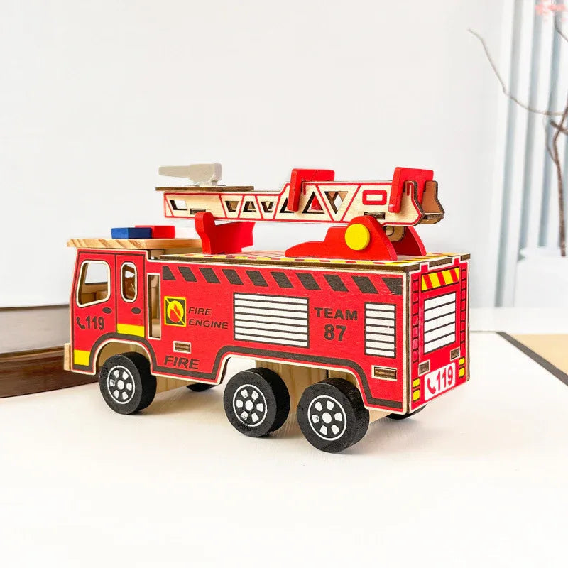 Buntes Holz-Feuerwehrauto Kinderspielzeug