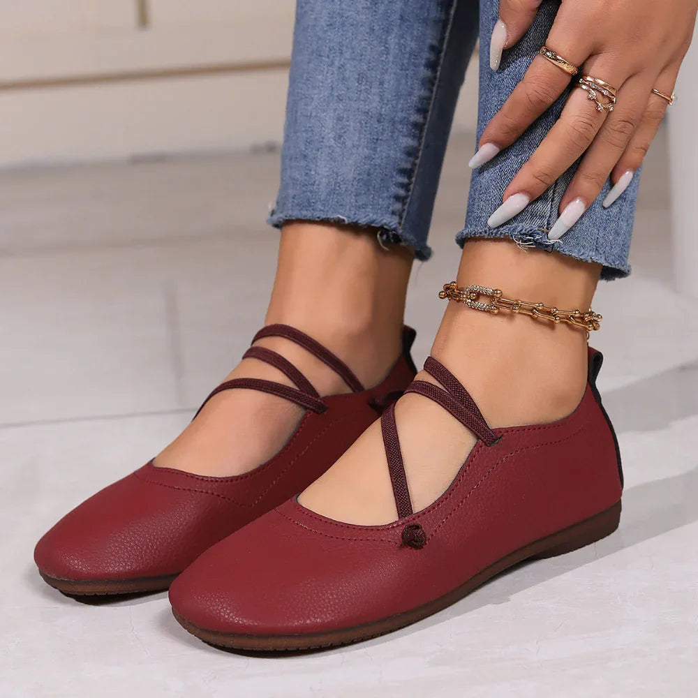Fashion Square Toe Flats Schuhe Flache Slipper Loafer Lässige Gemütliche Schuhe