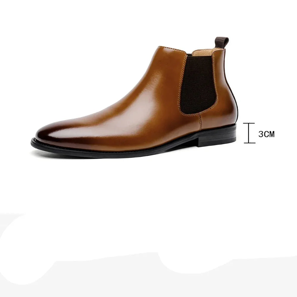 Bottes courtes en cuir pour hommes style rétro britannique doublées en polaire Chelsea