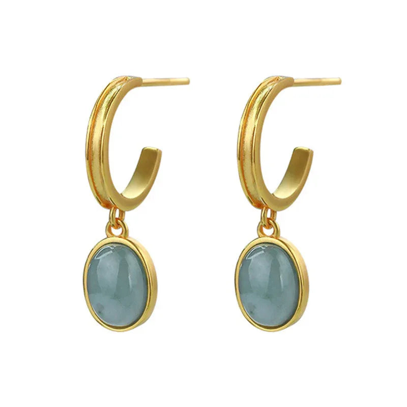 Boucles d'oreilles en argent 925 et jaspe naturel pour femmes