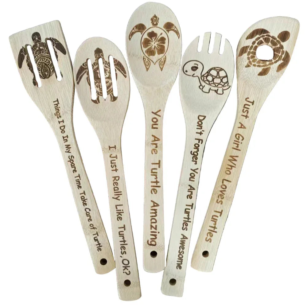 Ensemble de 5 ustensiles de cuisine en bambou