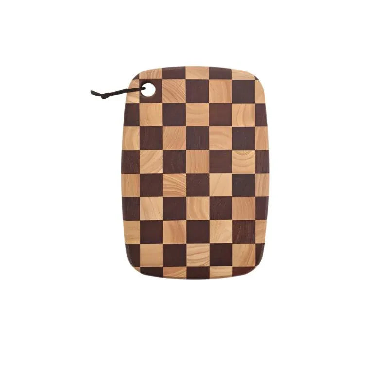 Planche à découper en bois d'acacia avec motif quadrillé