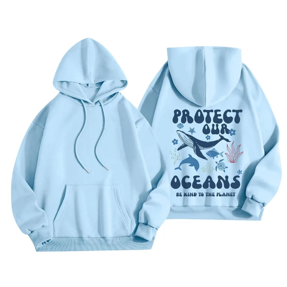 Damen stilvolle und leichte langärmelige Save Our Oceans Pullover-Hoodies