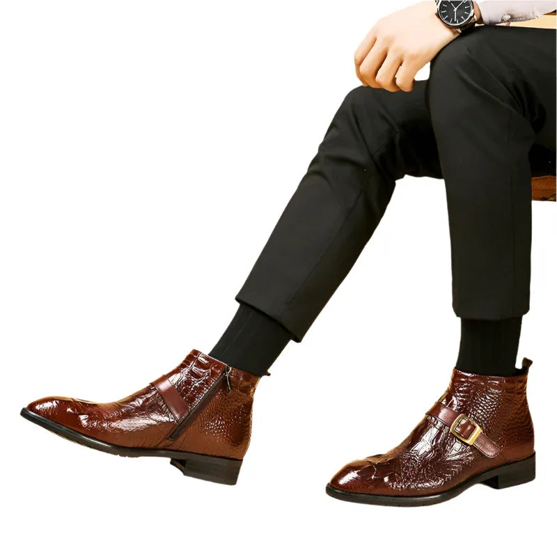 Herren-High-Top-Stiefel im britischen Stil, formelle Lederschuhe