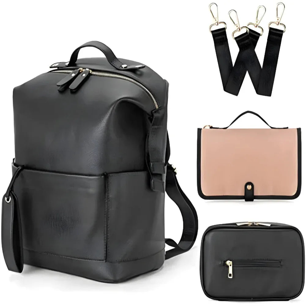 Wickeltasche PU-Leder Wasserdicht Große Kapazität Rucksack