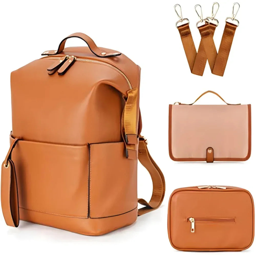 Wickeltasche PU-Leder Wasserdicht Große Kapazität Rucksack