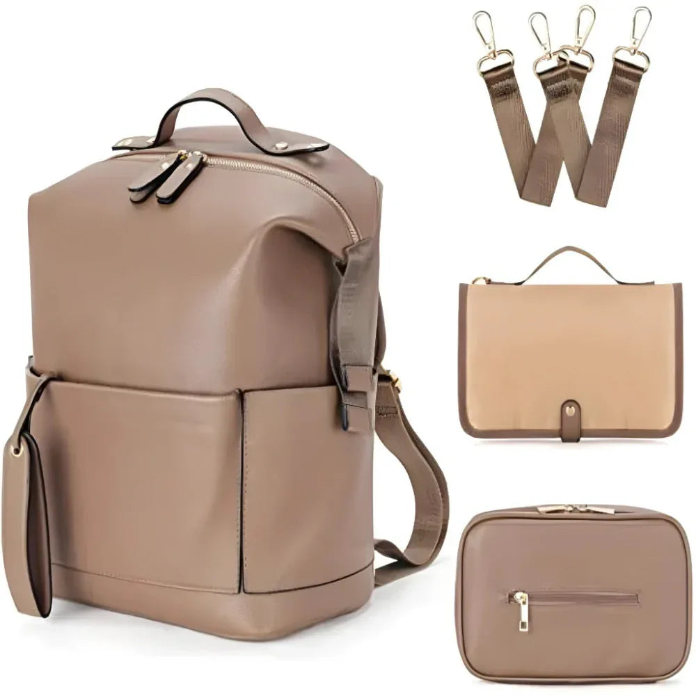 Wickeltasche PU-Leder Wasserdicht Große Kapazität Rucksack