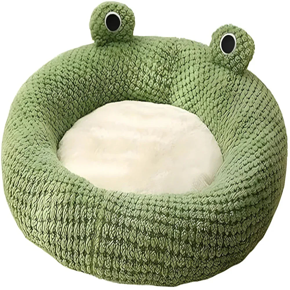 Cartoon Froschförmiges, süßes, bequemes Katzen- und Hundebett