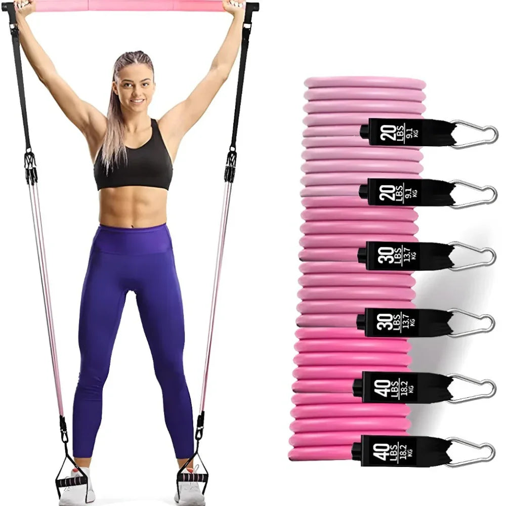 Fitness-Workout Yoga Gymnastik-Stange Verstärkte Widerstandsbänder Zugseil-Set