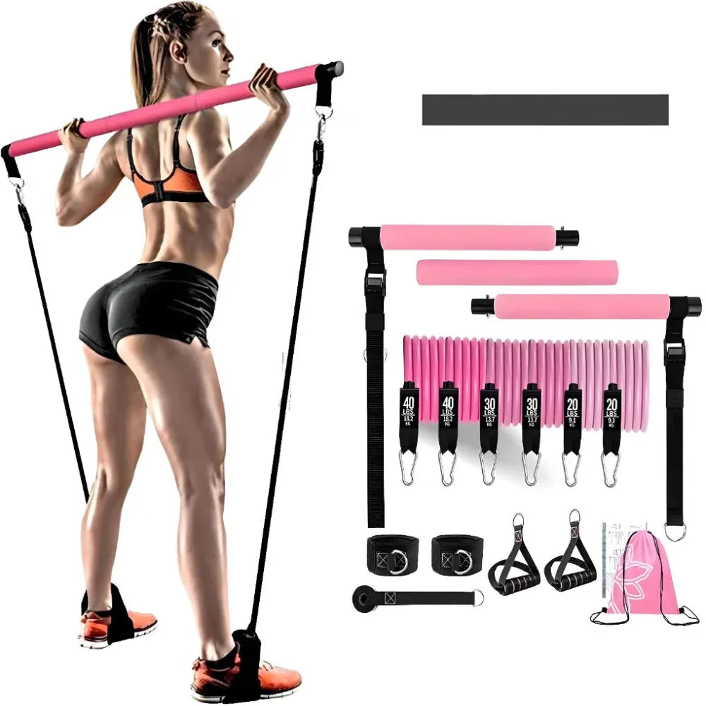 Fitness-Workout Yoga Gymnastik-Stange Verstärkte Widerstandsbänder Zugseil-Set