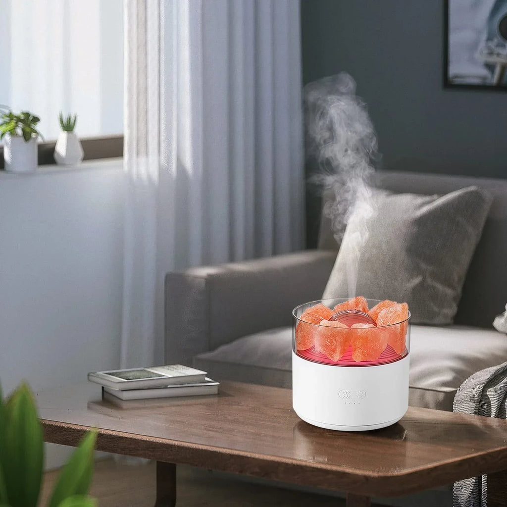 Luftbefeuchter Kristall Salzlampe Aroma Diffusor Räuchermaschine Vernebler Ätherische Öllampe Diffusor Umgebungslicht
