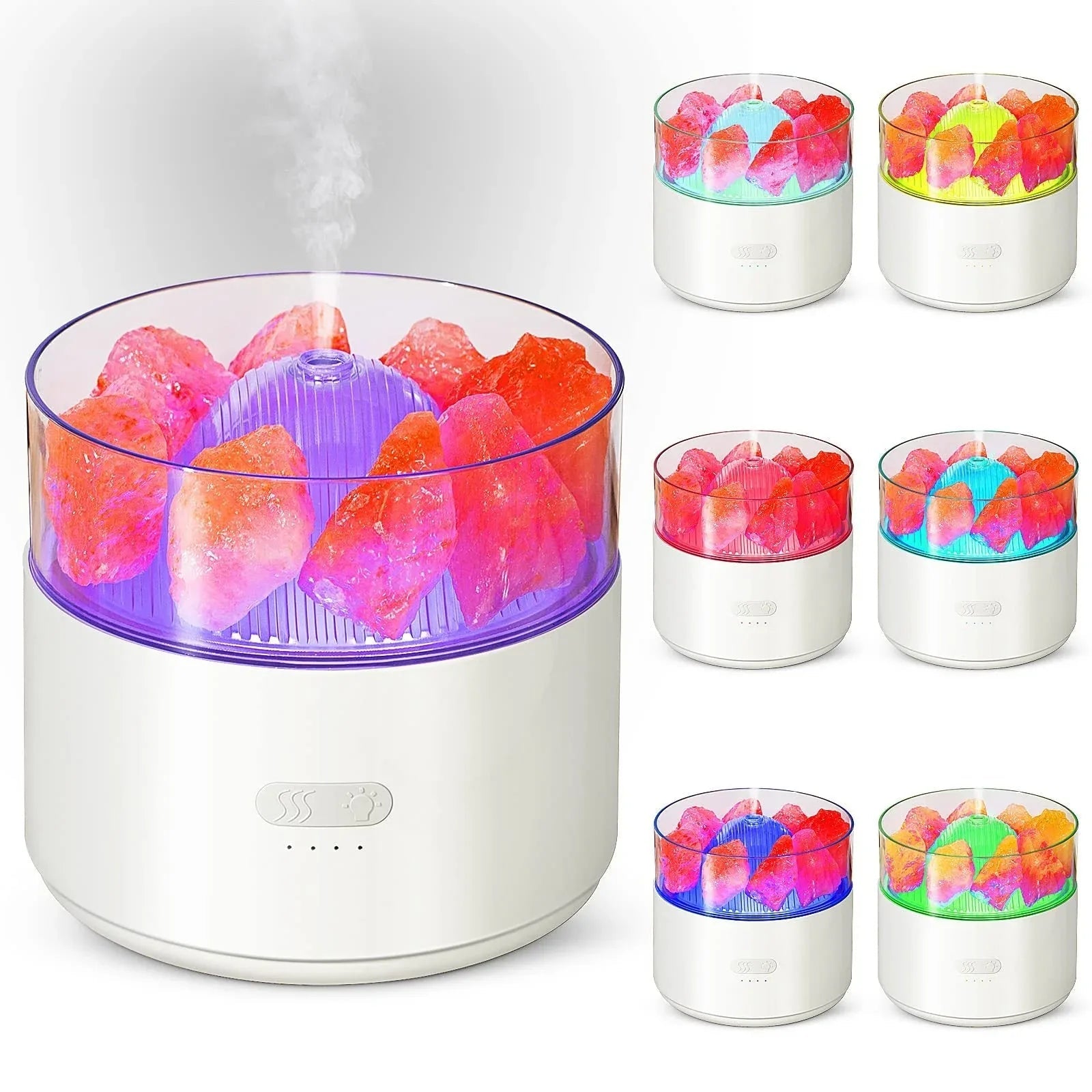 Humidificateur d'air Lampe de sel de cristal Diffuseur d'arômes Machine à encens Brumisateur Lampe à huile essentielle Diffuseur Lumière d'ambiance