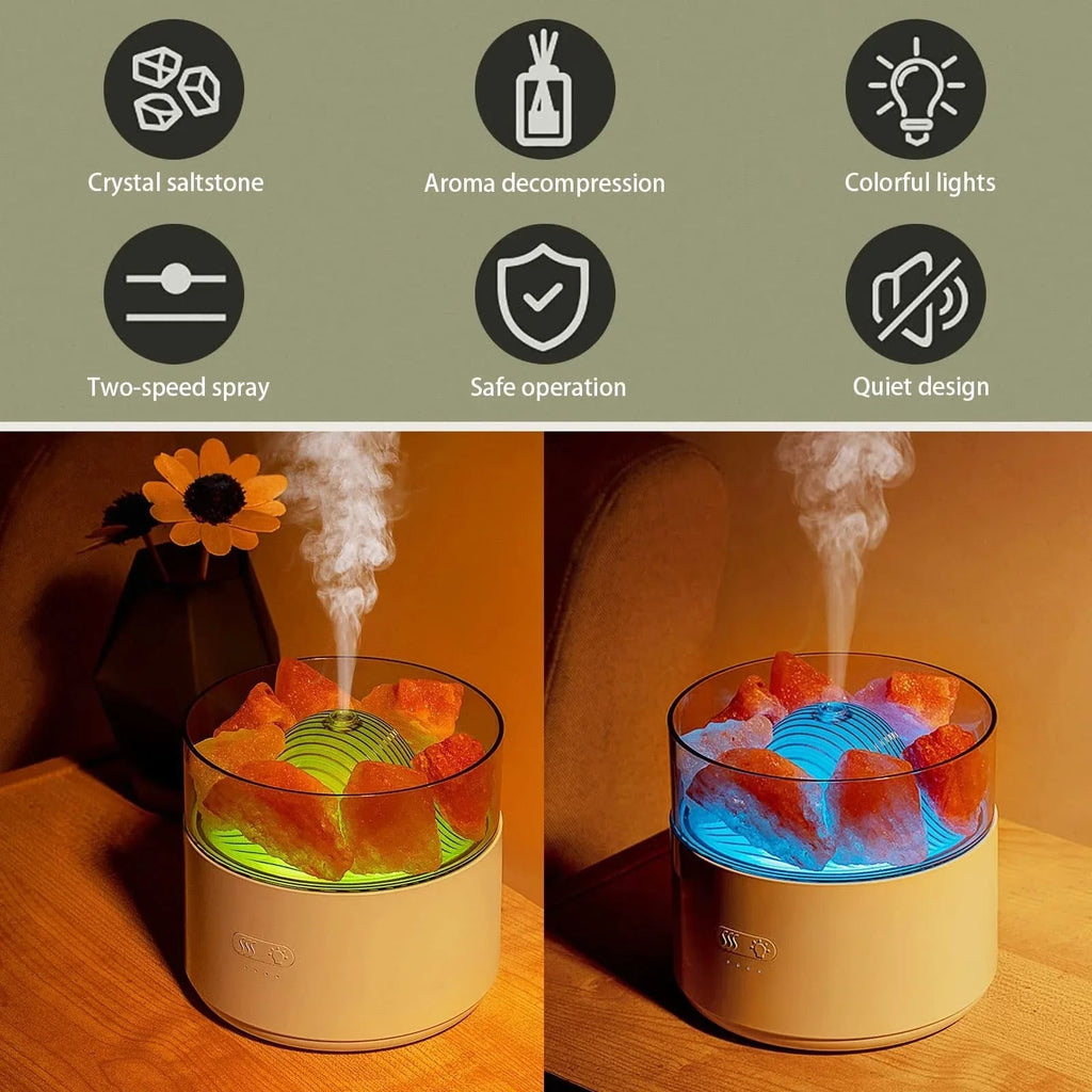 Luftbefeuchter Kristall Salzlampe Aroma Diffusor Räuchermaschine Vernebler Ätherische Öllampe Diffusor Umgebungslicht