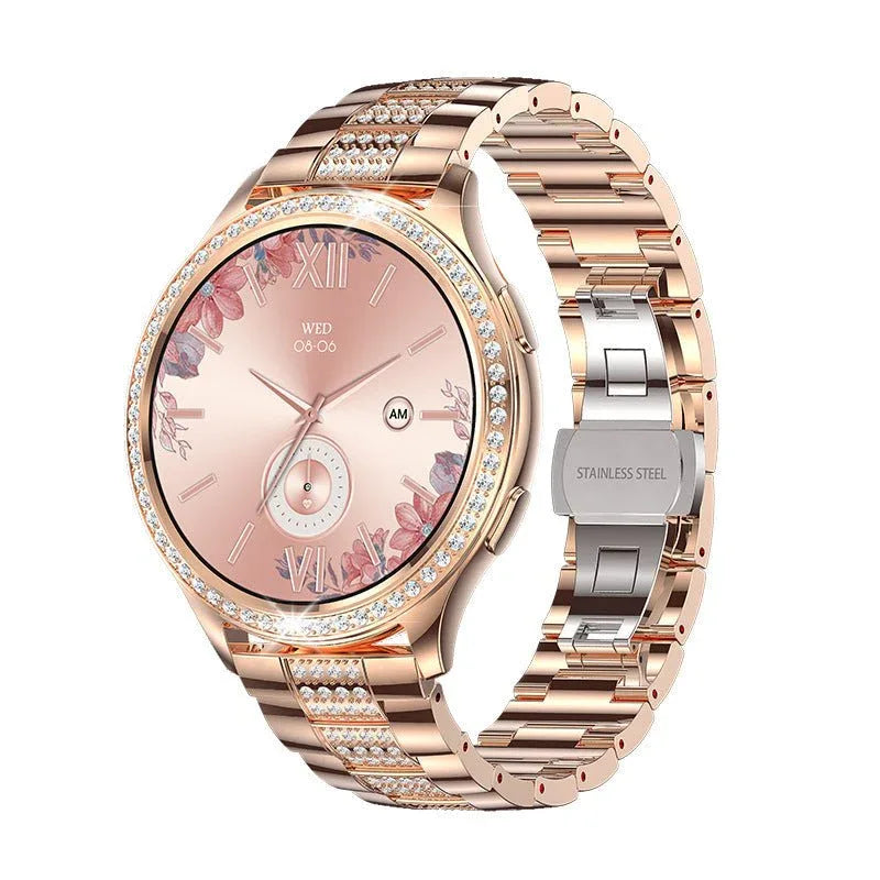 Montre connectée AK53 avec appels Bluetooth, moniteur de fréquence cardiaque, tension artérielle, oxygène sanguin et météo